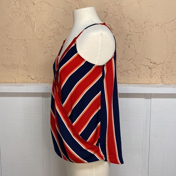 Maurice’s Women’s Faux Wrap Diagonal Stripe Sleeveless Top - Picture 4 of 6
